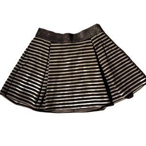 Pretty Little Liars Skirt  sz SMALL Mini  Black/Gray Stripe  Sparkle Waist  EXC